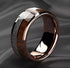 Men 8mm Tungsten Rose Gold Plated Silver Koa Wood Inlay Engagement Wedding Band